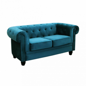 Divano 2 posti Chesterfield in velluto blu elegante e moderno
