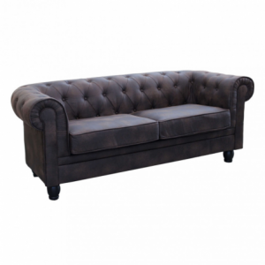 Divano 3 posti Chesterfield in ecopelle vintage marrone elegante