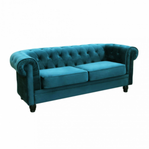 Divano 3 posti Chesterfield in velluto blu elegante e moderno