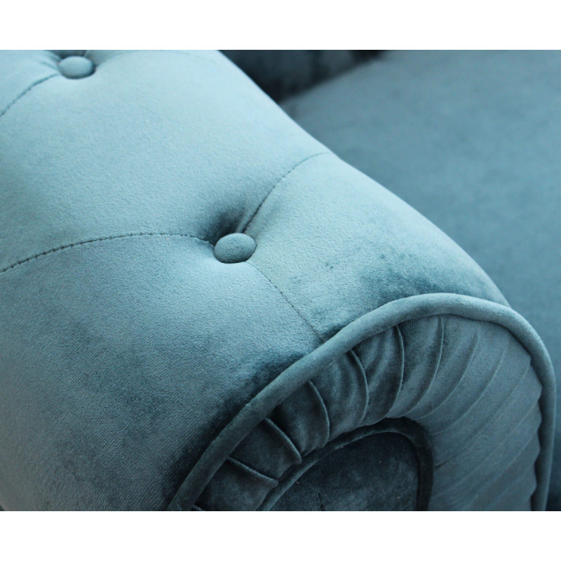 Divano 3 posti Chesterfield in velluto blu elegante e moderno