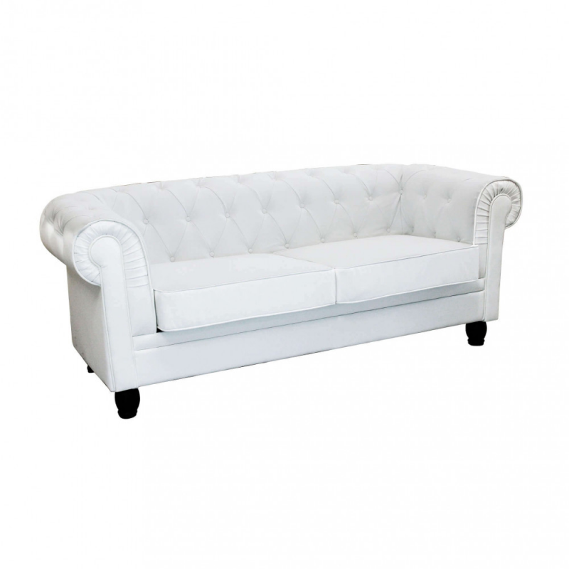 Divano 3 posti Chesterfield in ecopelle bianco elegante soggiorno