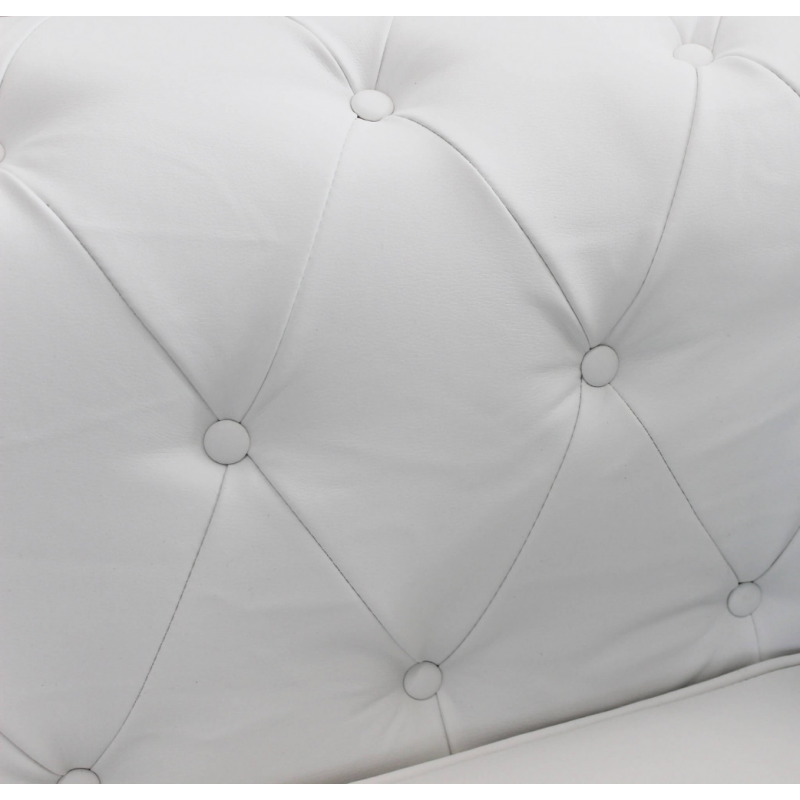 Divano 3 posti Chesterfield in ecopelle bianco elegante soggiorno