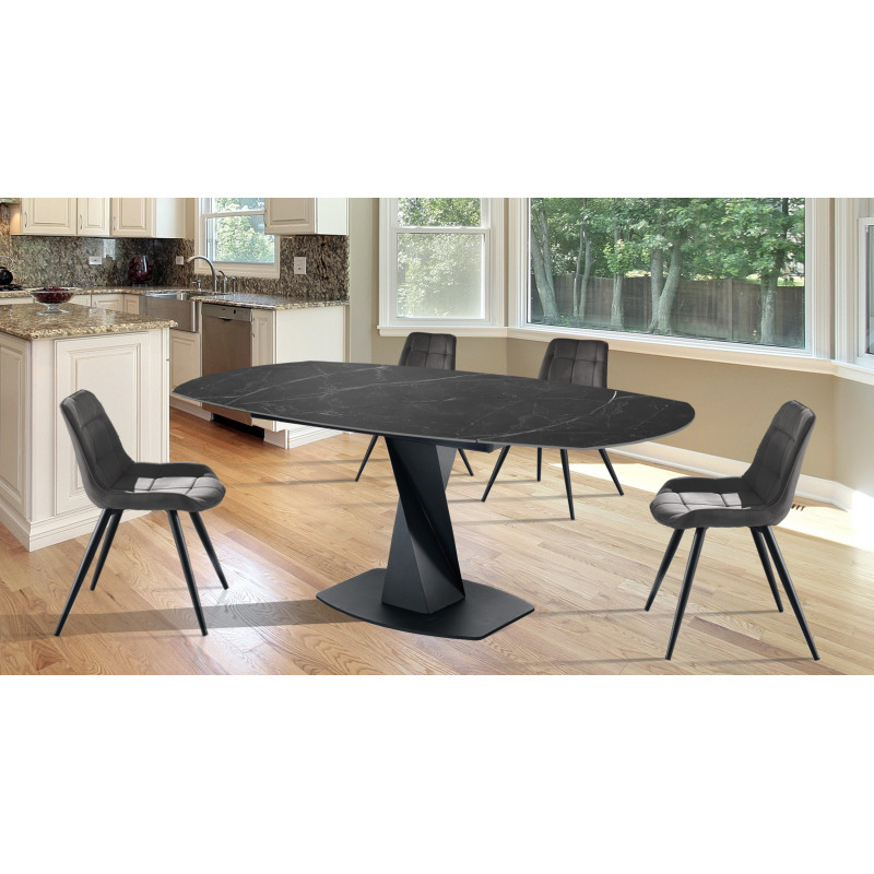 Tavolo Allungabile Twisted Black Marble 100 X 110 H.13 Cm