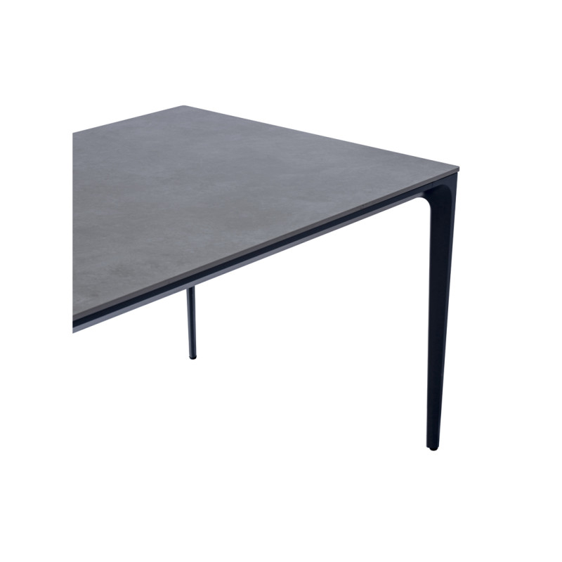 Tavolo Alghero 180x90 Alluminio Antracite Piano Gress Grigio Moia