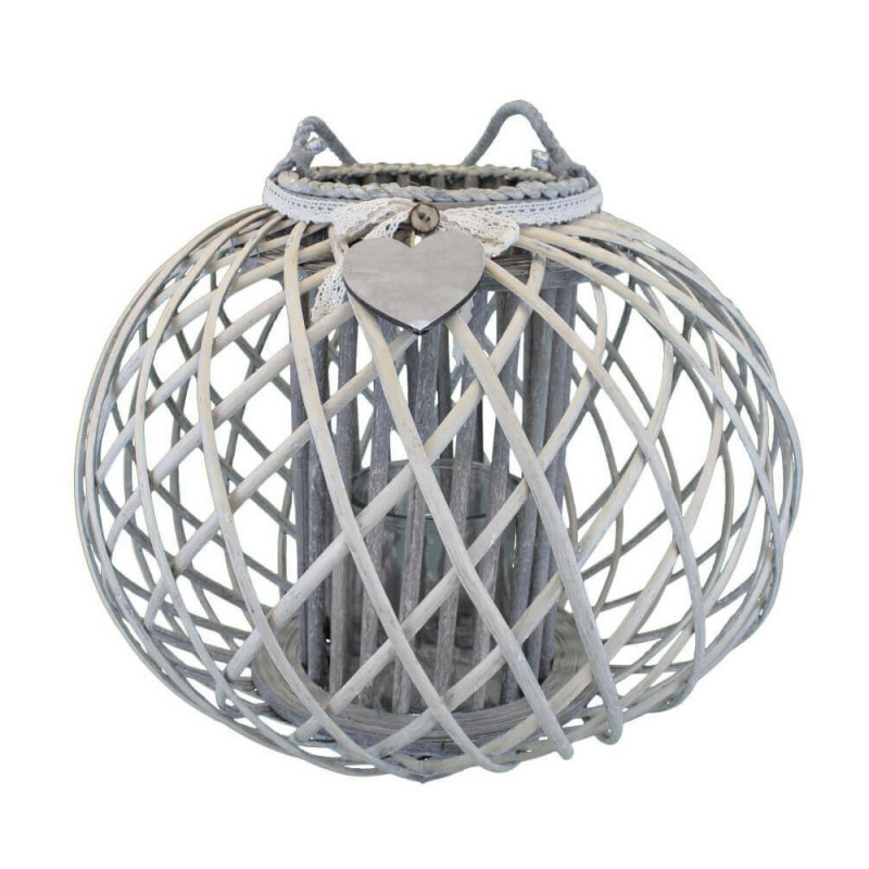 Lanterna Yolande bianco antico in ferro per casa e giardino