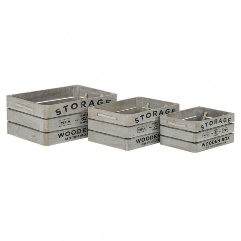 SET DI 3 CASSETTE IN LEGNO ROSELINE