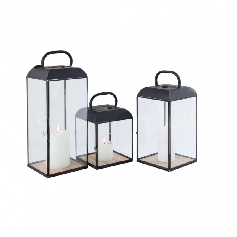 Lanterna Millicent media in legno e metallo per casa e giardino