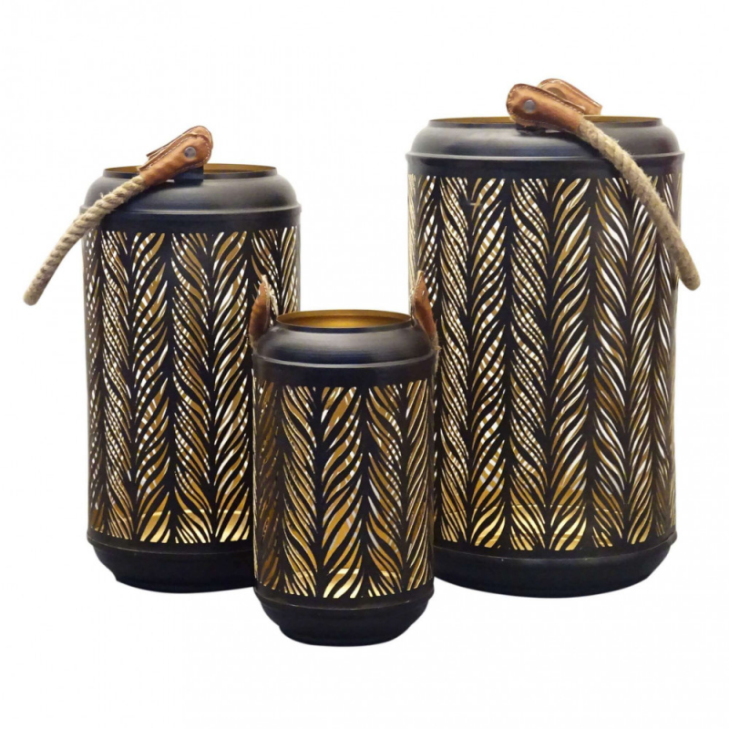 SET DI 3 LANTERNE IN METALLO CARINE