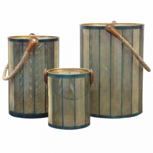 Set 3 lanterne in metallo Chloe moderne per casa e giardino