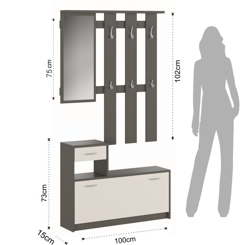 Ingresso Ken Grey 40 X 116 H.15 Cm