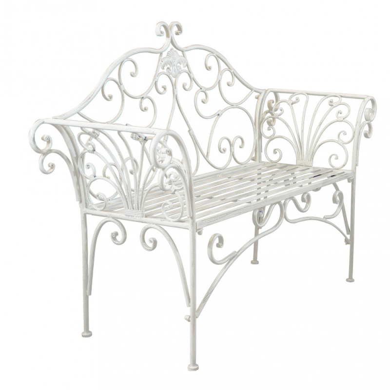 Panca Eloise bianco antico da esterno elegante e resistente