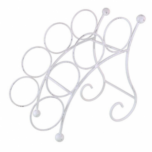 Portabottiglie Christopher bianco antico in ferro per cucina