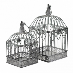 Zoom SET DI 2 GABBIE NATALIE RETTANGOLARI BIANCO OSSIDATO