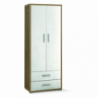 MOBILE A 2 ANTE con 2 cassetti H182 cm in bianco e noce stelvio