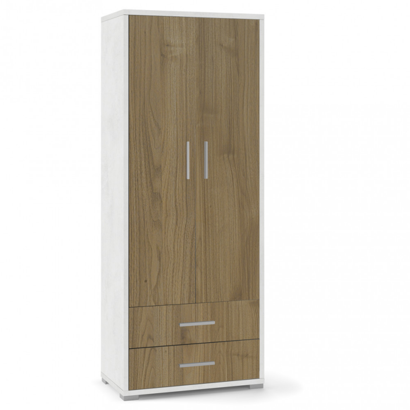 MOBILE a 2 ANTE con 2 cassetti 182 cm bianco e noce