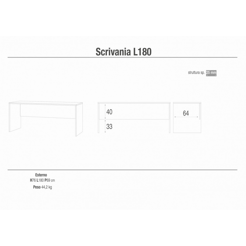 SCRIVANIA in OSSIDO BIANCO