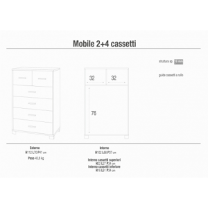 Zoom MOBILE con 4+2 CASSETTI in NOCE STELVIO E OSSIDO BIANCO