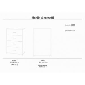 Zoom MOBILE con 4 CASSETTI in TITANIO E QUERCIA BIANCO
