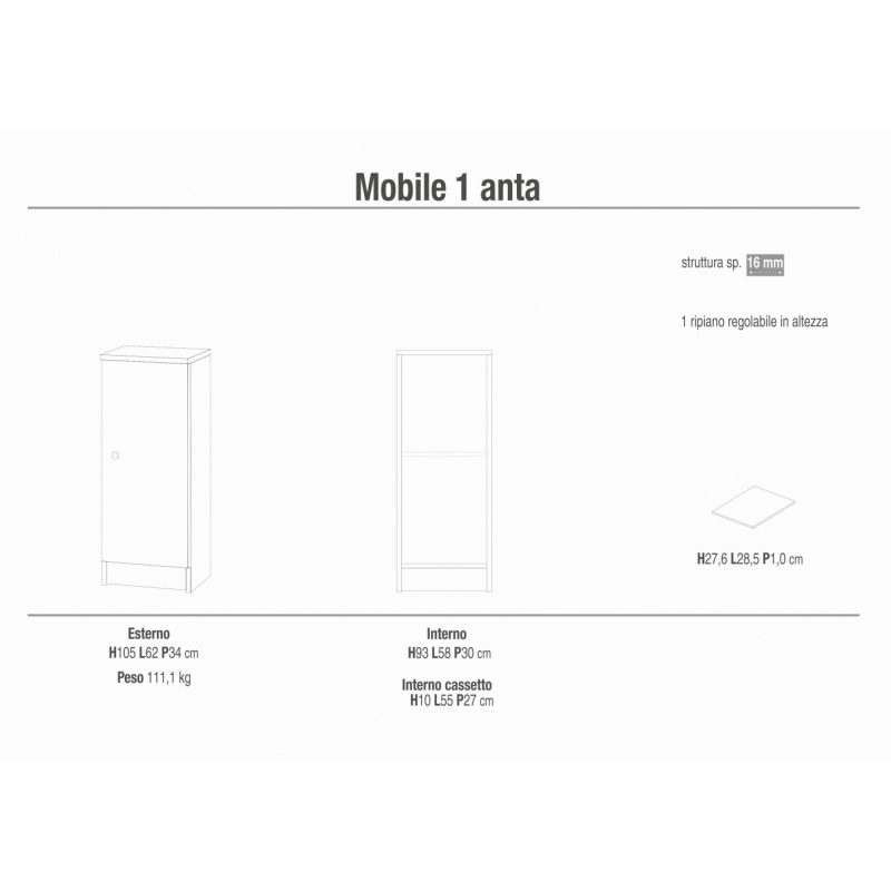 MOBILE a 1 ANTA BIANCO LISCIO