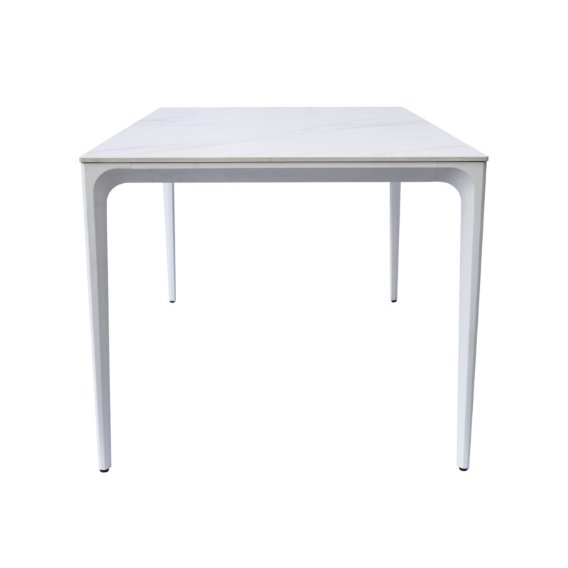 Tavolo Alghero 180x90 Alluminio Bianco Piano Gress Marmo Moia
