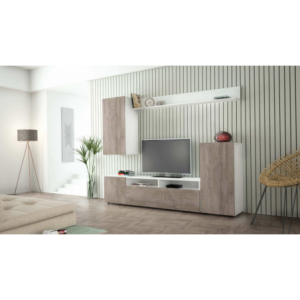 Zoom PARETE SOGGIORNO BRIDGE BIANCO E ROVERE CHIARO