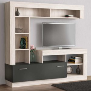 Zoom PARETE SOGGIORNO LEONARD ANTRACITE E PINO CHIARO