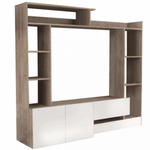 Parete soggiorno Entry bianco e rovere chiaro - Arredo casa