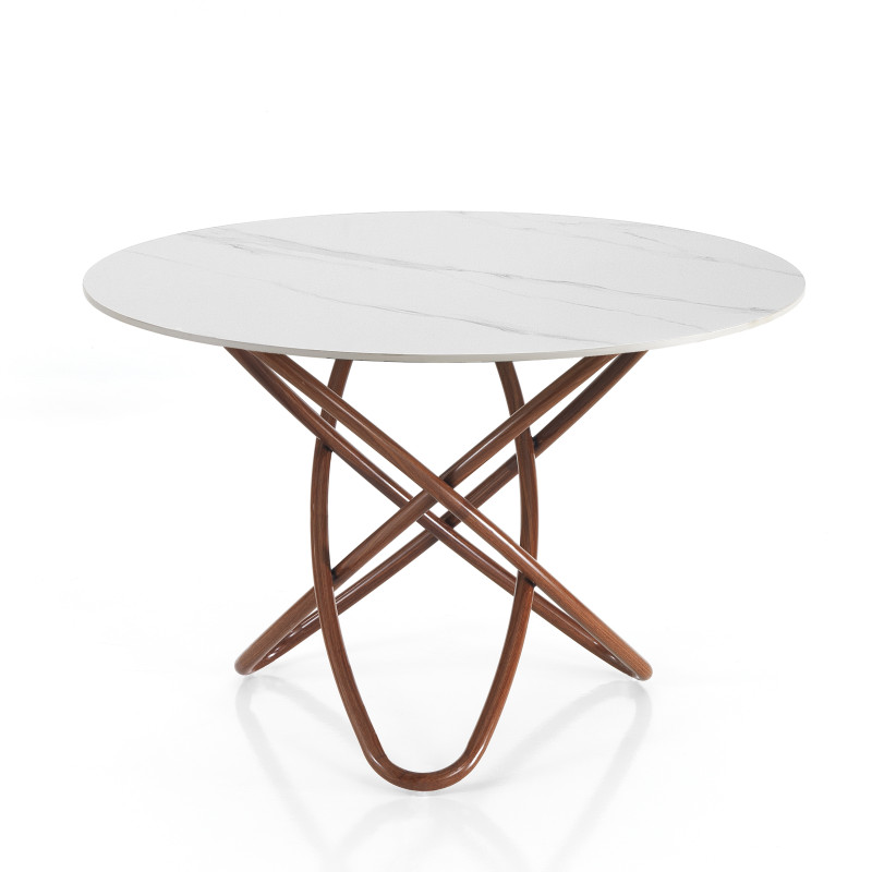 Tavolo Hula Hoop Wood - White Marble 116 X 116 H.6 Cm