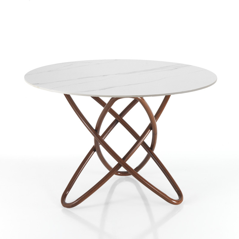 Tavolo Hula Hoop Wood - White Marble 116 X 116 H.6 Cm
