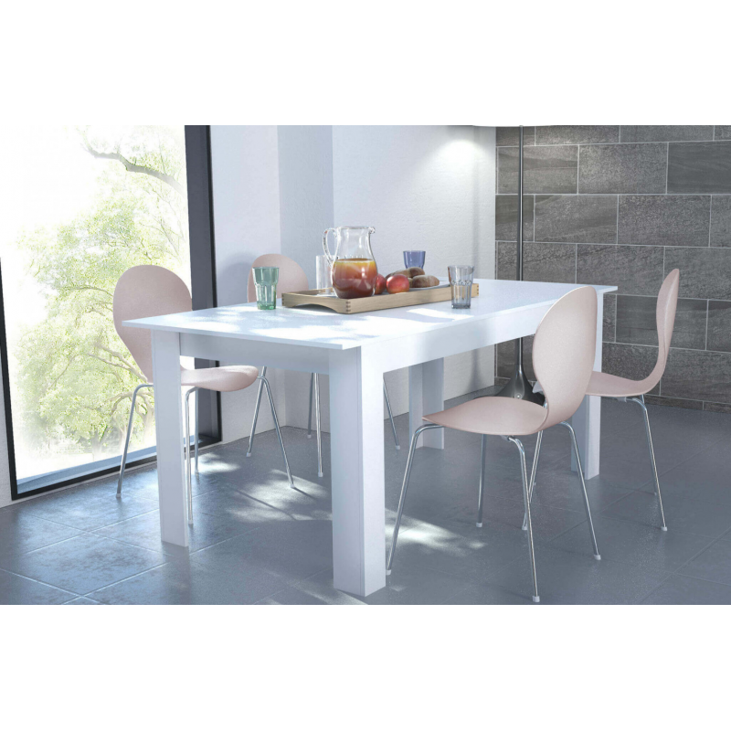 Tavolo Gemma bianco moderno e robusto per cucina e soggiorno