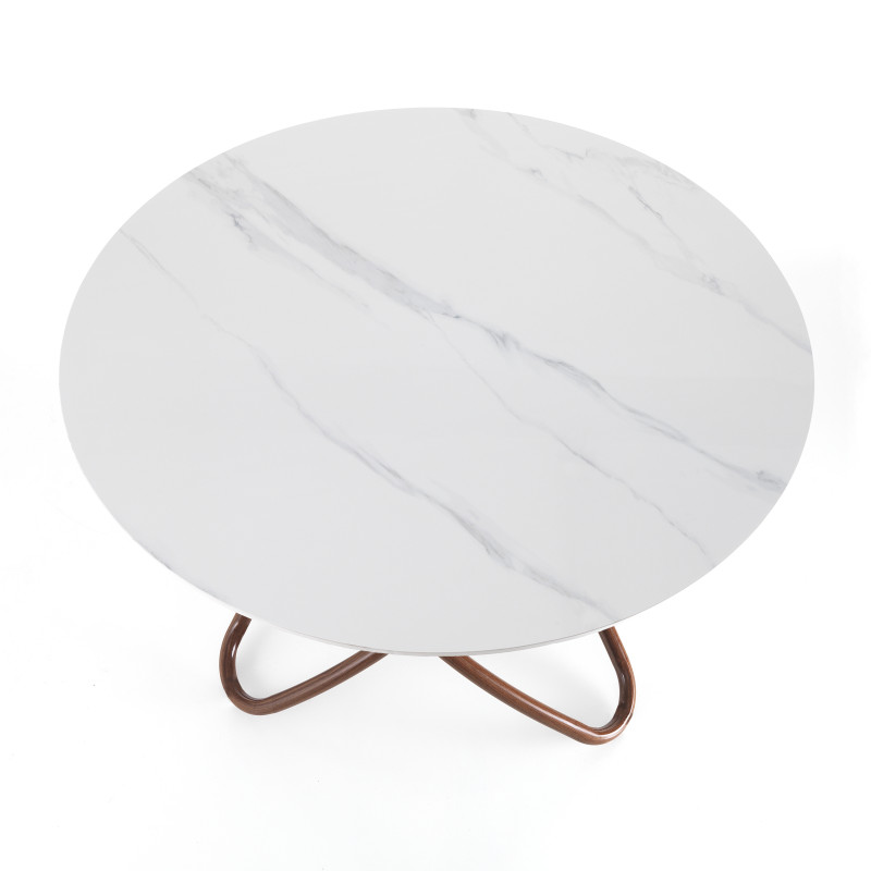 Tavolo Hula Hoop Wood - White Marble 116 X 116 H.6 Cm