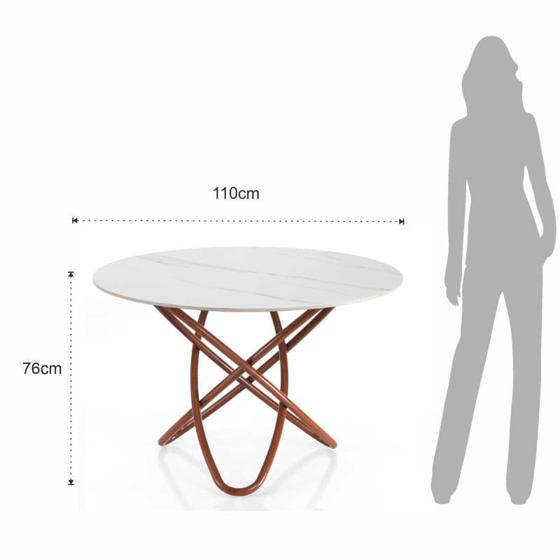 Tavolo Hula Hoop Wood - White Marble 116 X 116 H.6 Cm
