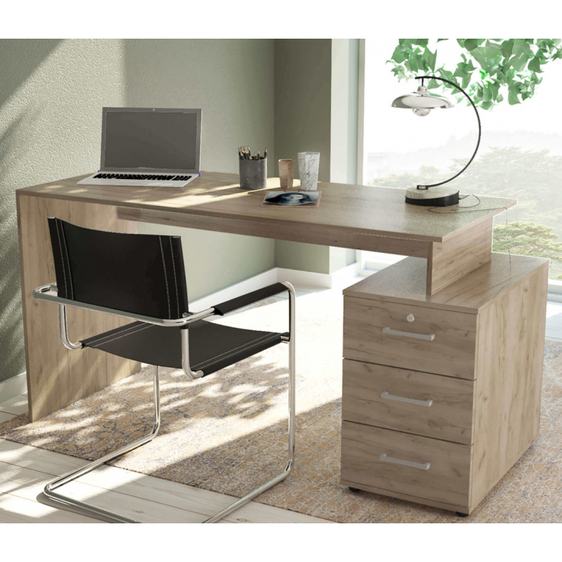 Scrivania Deni olmo moderna compatta per ufficio casa