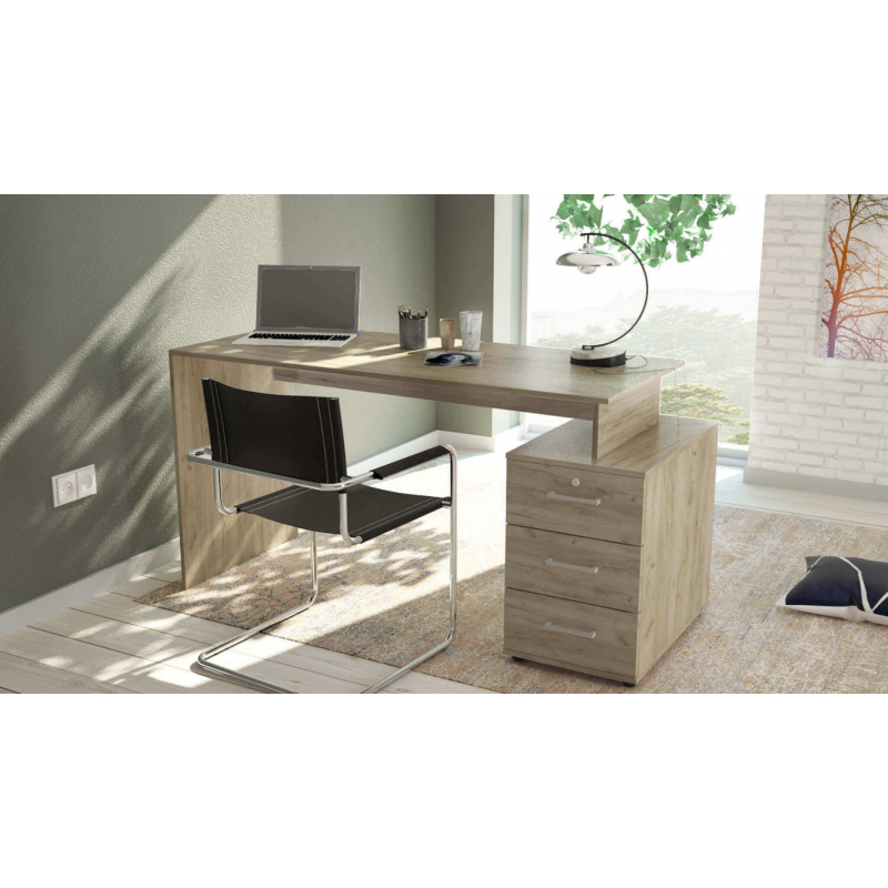Scrivania Deni olmo moderna compatta per ufficio casa