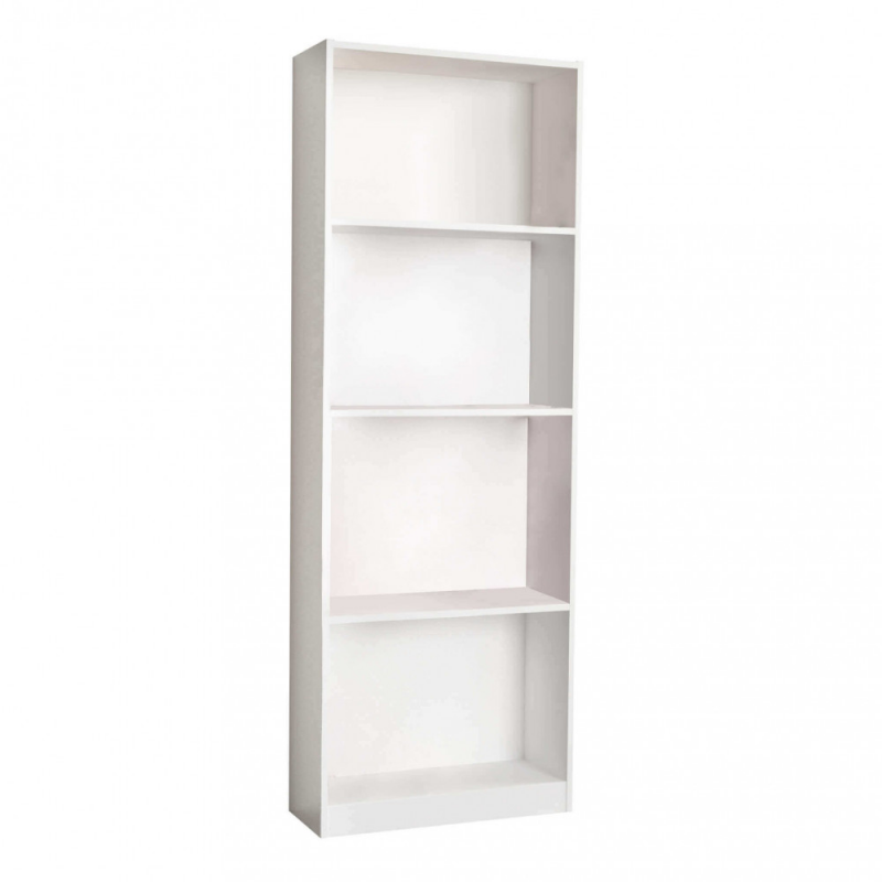 Libreria Line bianco moderna compatta per soggiorno casa