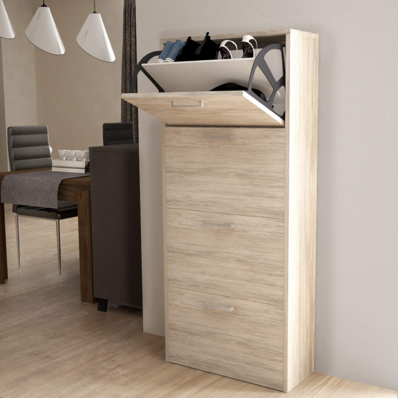 Scarpiera Molly 4 ante ribalta pino chiaro moderna salvaspazio