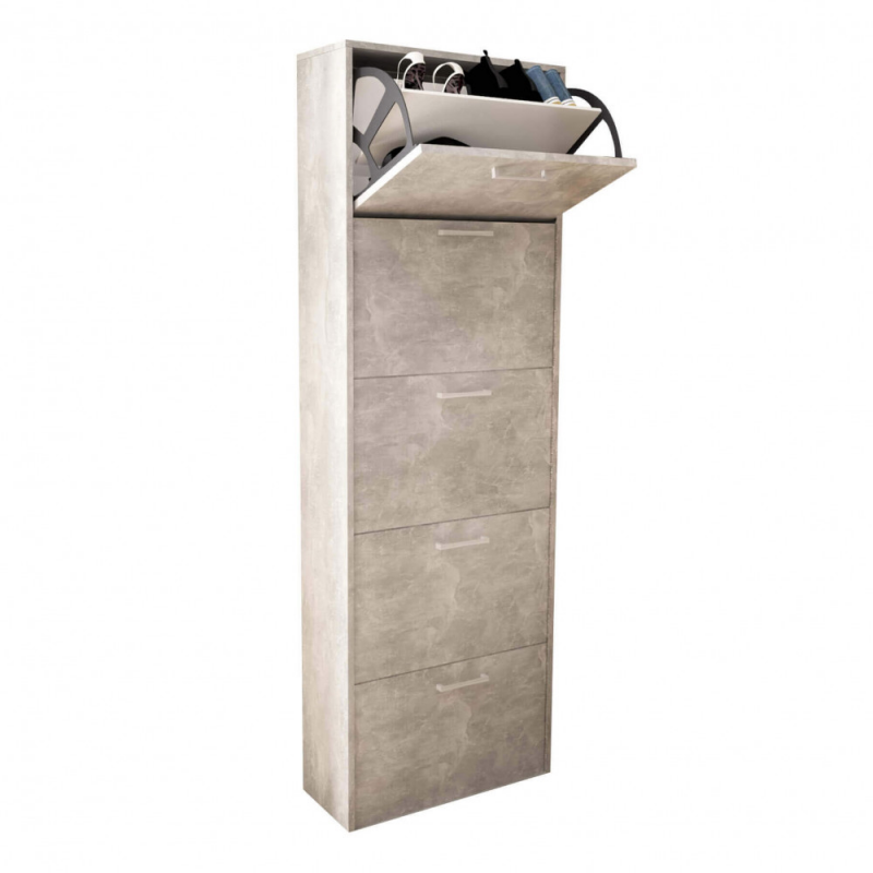 Scarpiera Molly 5 ante ribalta grigio cemento moderna salvaspazio