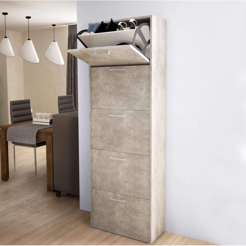 Scarpiera Molly 5 ante ribalta grigio cemento moderna salvaspazio