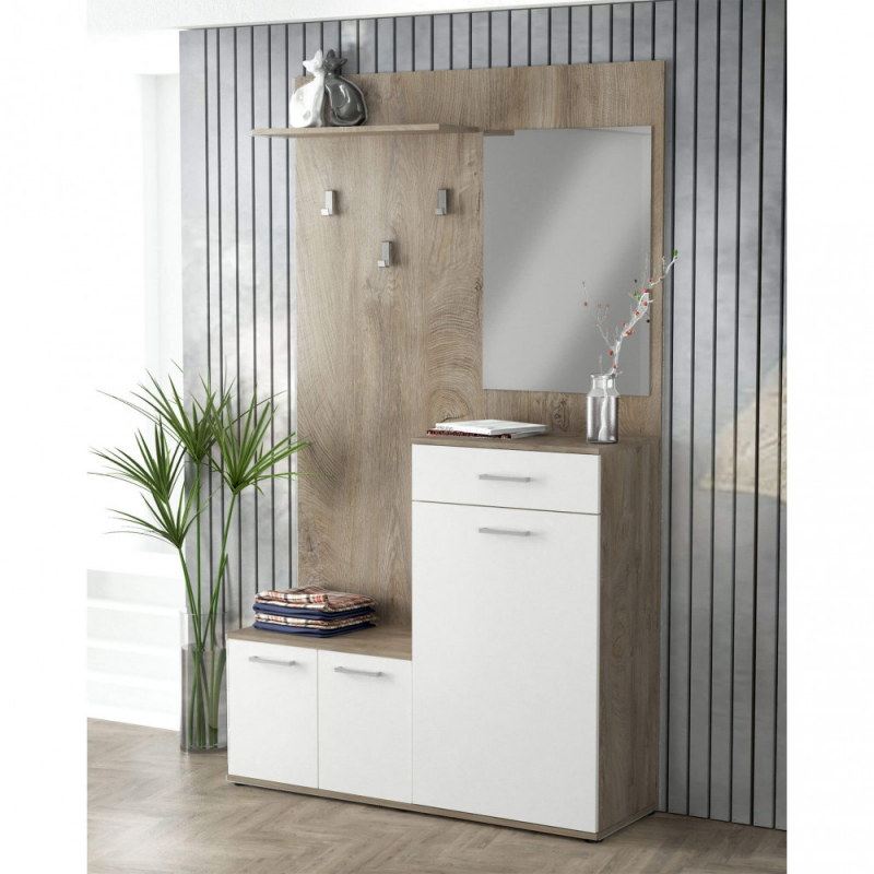Mobile ingresso Smeraldo rovere chiaro e bianco moderno casa