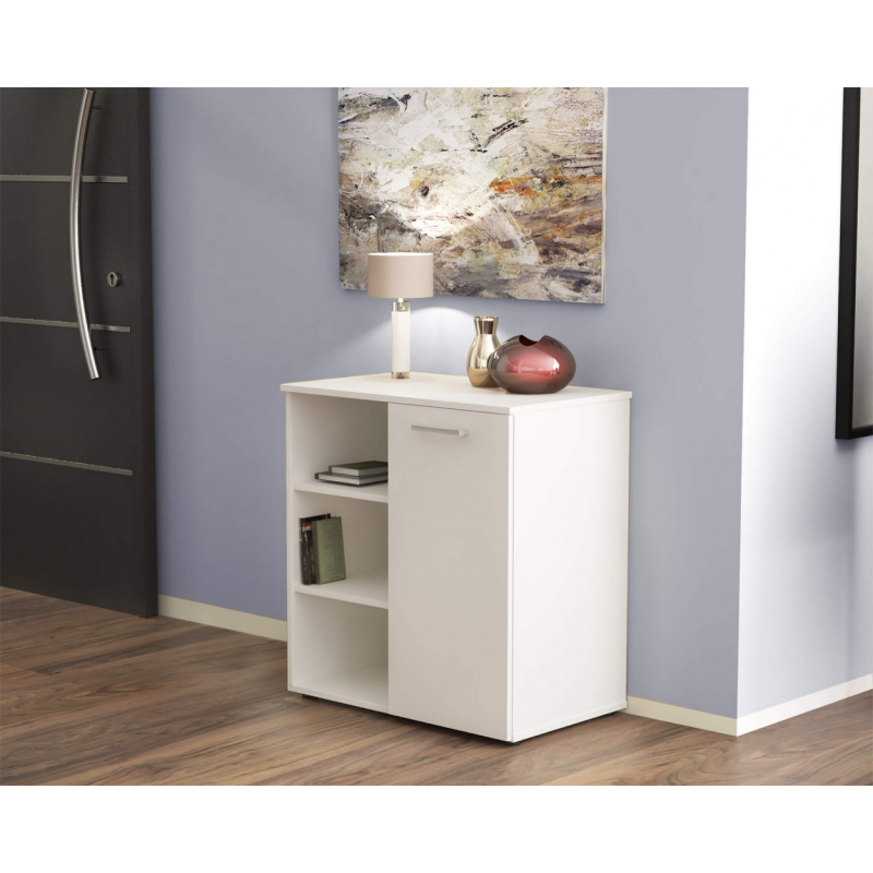 Mobiletto Mark 1 anta e 3 mensole bianco moderno salvaspazio