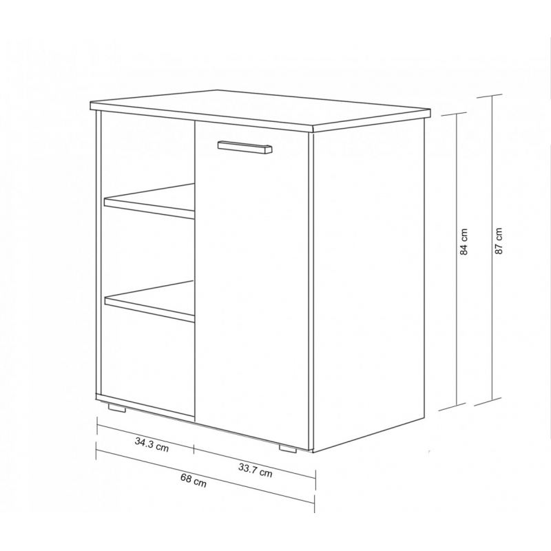 Mobiletto Mark 1 anta 3 mensole bianco cemento chiaro moderno