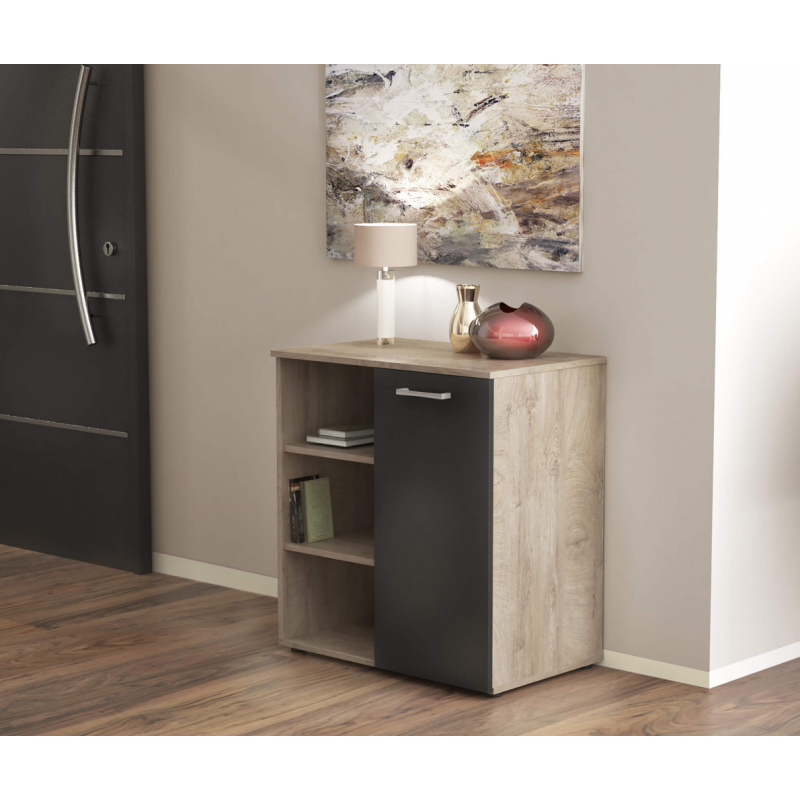 Mobiletto Mark 1 anta 3 mensole rovere chiaro antracite moderno