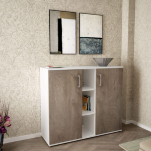 Zoom MOBILETTO 2 ANTA E 3 MENSOLE FRANK BIANCO E ROVERE CHIARO