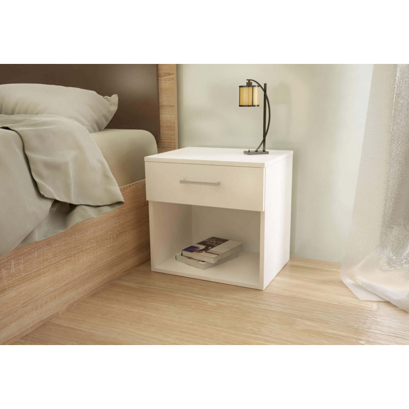 Comodino Nightstand bianco moderno per camera da letto
