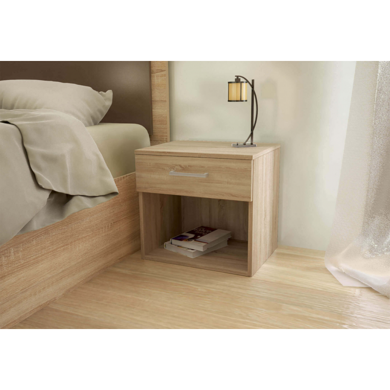 Comodino Nightstand quercia chiaro moderno per camera da letto