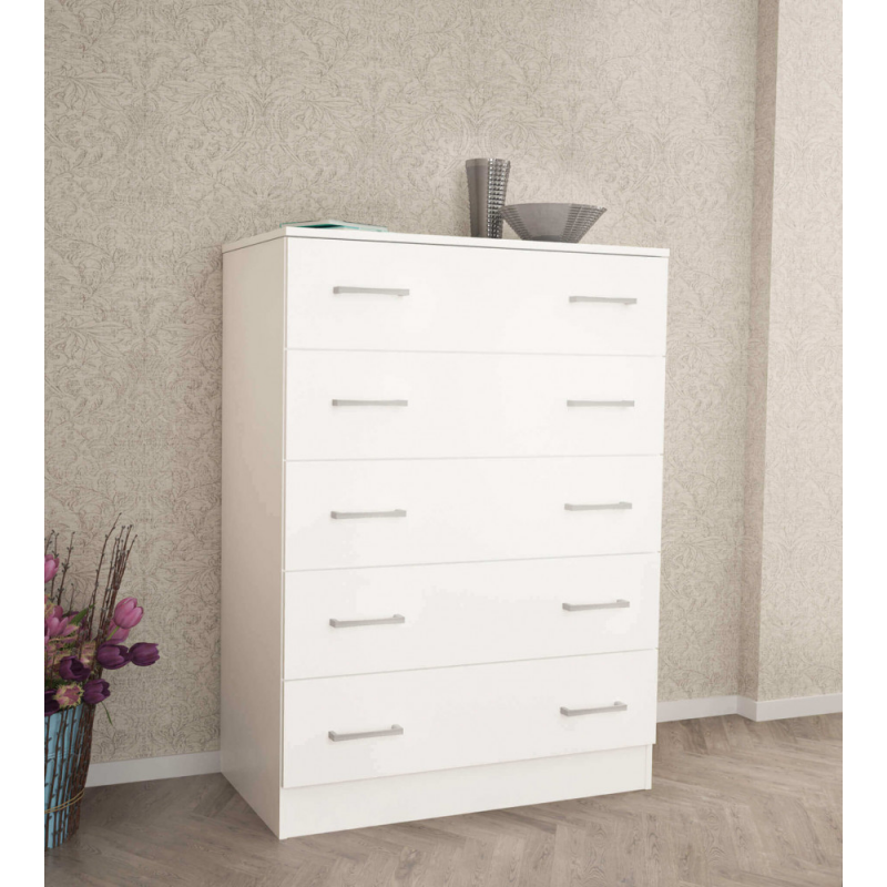 Mobile 5 cassetti bianco moderno salvaspazio per casa
