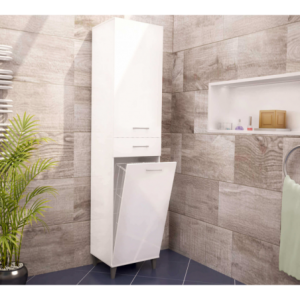 Zoom COLONNA PURE CON CESTO PORTABIANCHERIA BIANCO LUCIDO