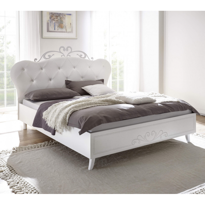 LETTO IMBOTTITO 160X200 BIANCO ALESSANDRO