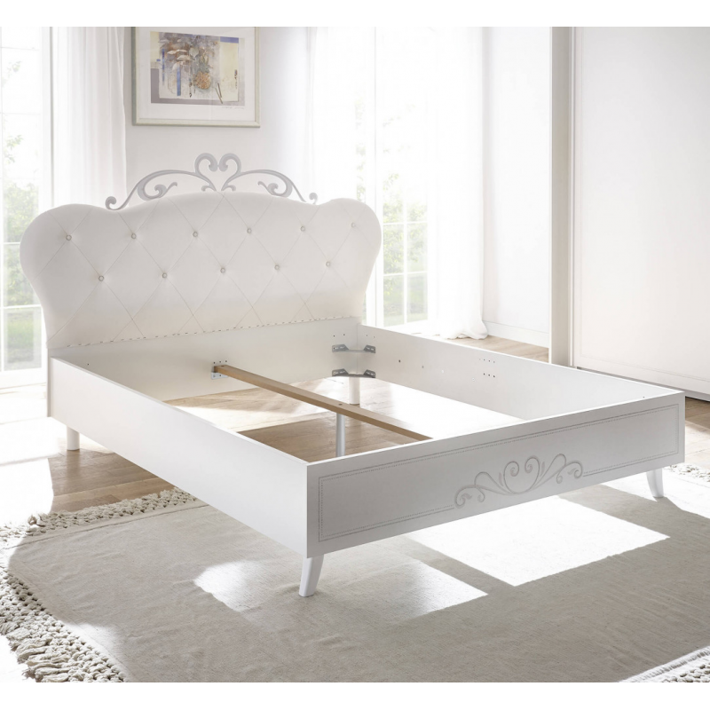 LETTO IMBOTTITO 160X200 BIANCO ALESSANDRO