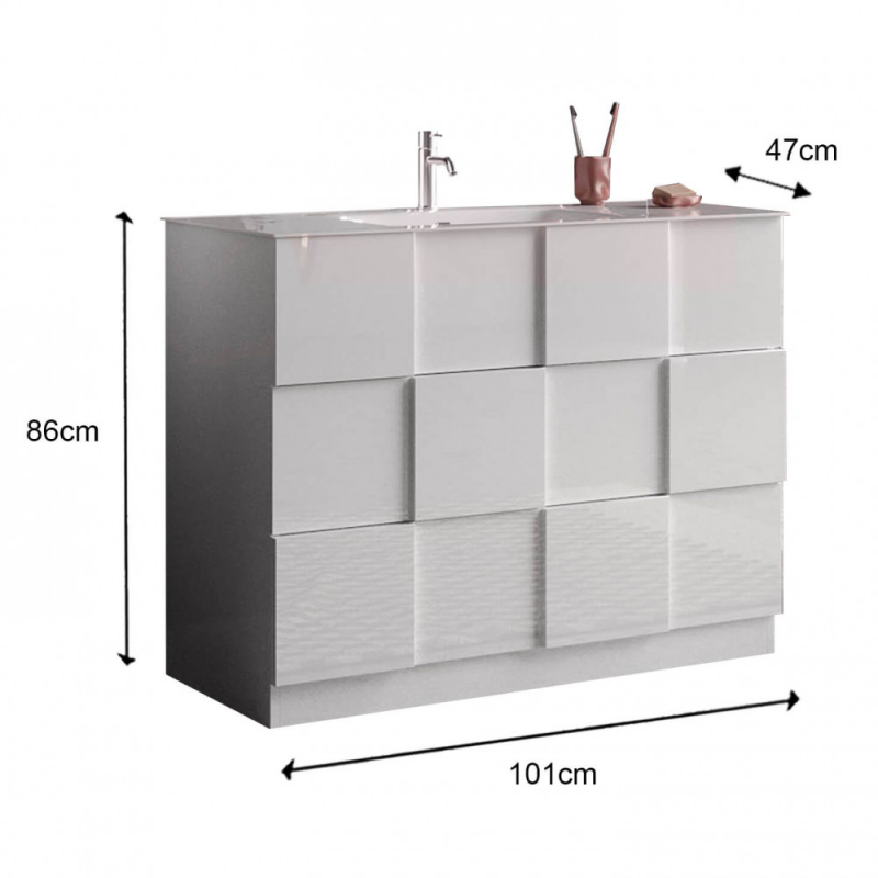 BAGNO A TERRA CM 100 BIANCO LUCIDO LORENZO